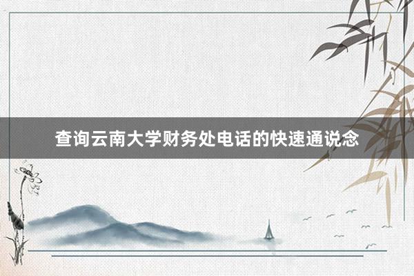 查询云南大学财务处电话的快速通说念